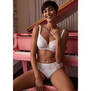 Freya 400802 Daydreaming Plunge Underwire Bra 34F UK 34G US White Floral